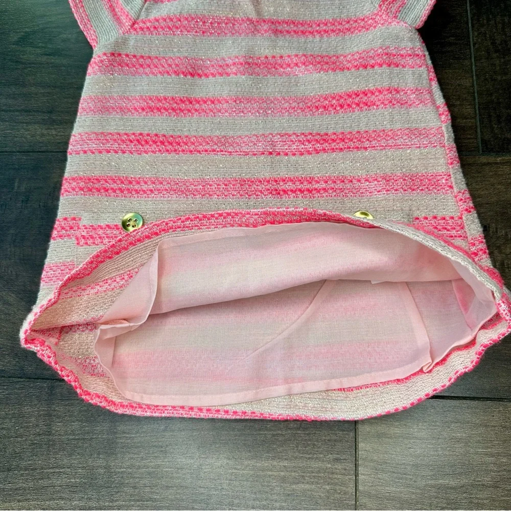 The Children's Place NWT Pink & Gold Metallic Striped Tweed Dress - 18-24 Months